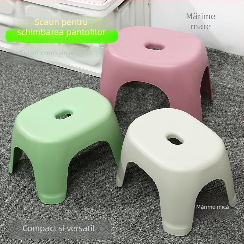 Scaun din plastic pentru baie: antiderapant, construcție îngroșată, durabil, mic scaun pentru schimbarea încălțămintei