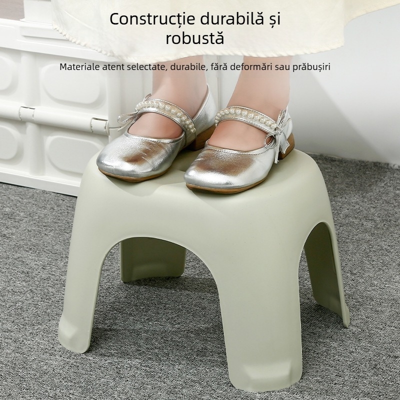 Scaun din plastic pentru baie: antiderapant, construcție îngroșată, durabil, mic scaun pentru schimbarea încălțămintei