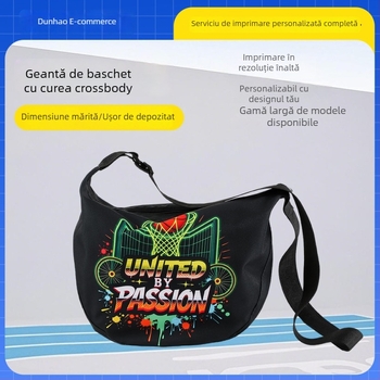 Geantă crossbody pentru baschet din pânză Oxford - Cod produs 11-Crossbody Basketball Bag, Imprimare logo, Brand Chen Hao, Potrivită pentru fotbal, baschet și volei.