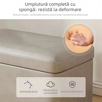 Scaun depozitare pentru pantofi, suprafață din piele, formă dreptunghiulară, structură din fibre PAL, capacitate 12 L, încărcare 150 kg