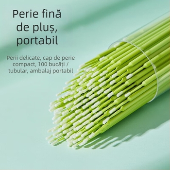 Set pensule machiaj Hiseas Hina Nano, 100 bucăți, păr nano, husă cilindrică, mâner portabil