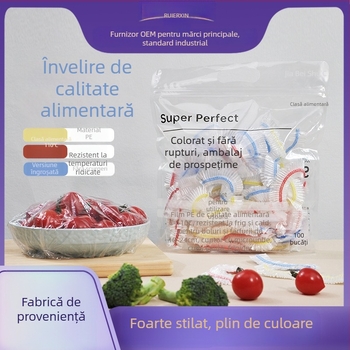 Capac de folie alimentară din plastic, de unică folosință, gros, calitate alimentară, capac pentru bol, multifuncțional, pachet 100 buc