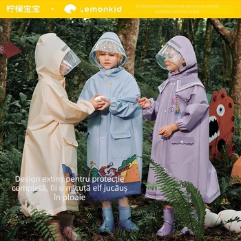 Poncho EVA pentru copii pentru drumeții - impermeabil, pentru 1 persoană, imprimare logo disponibilă, personalizabil