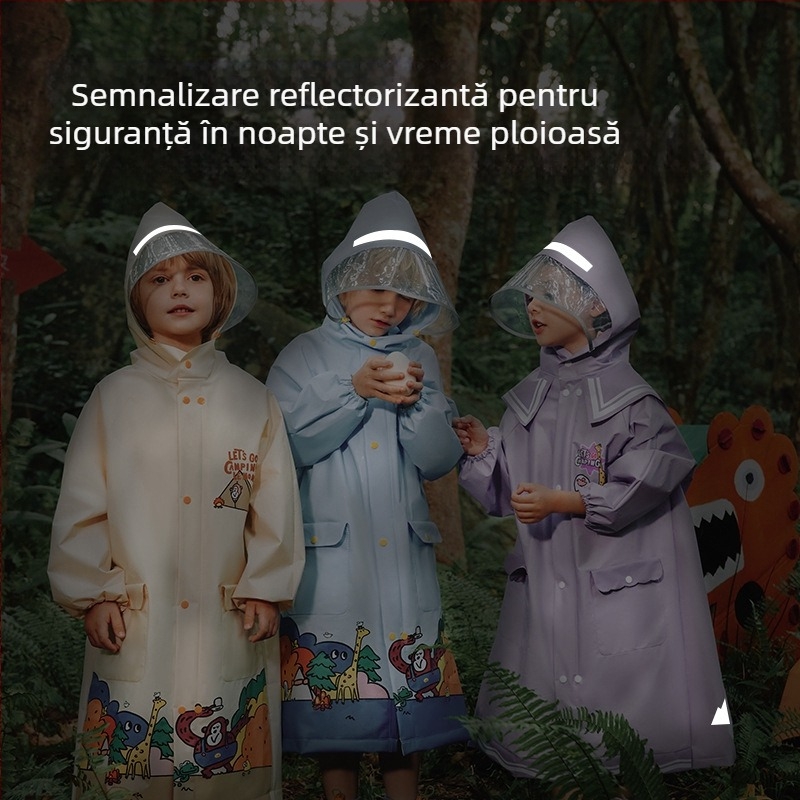 Poncho EVA pentru copii pentru drumeții - impermeabil, pentru 1 persoană, imprimare logo disponibilă, personalizabil