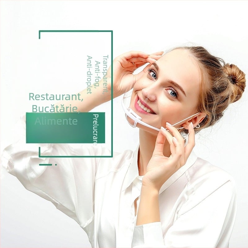 Mască de bucătar transparentă, de unică folosință, din plastic, protecție împotriva picăturilor pentru catering și bucătărie