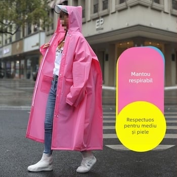 Poncho de ploaie pentru bărbați, cu glugă dublă extinsă, fermoar pe spate, protecție completă a corpului, țesătură EVA, pentru adulți