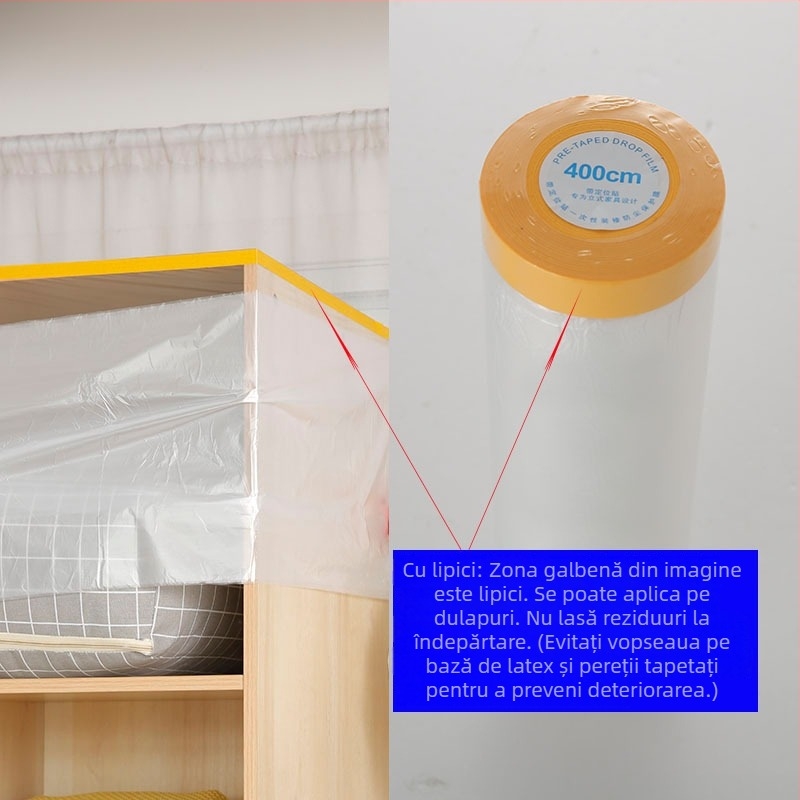 Film protector anti-praf pentru mobilier și canapea - plastic PE, rolă, anti-praf și anti-vopsea