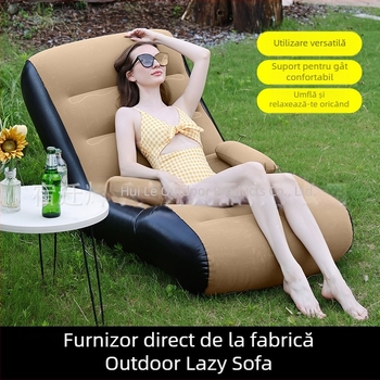 Canapea gonflabilă în formă de S pentru o persoană – PVC, 2.1 kg, șezlong pliabil portabil cu pompă de aer