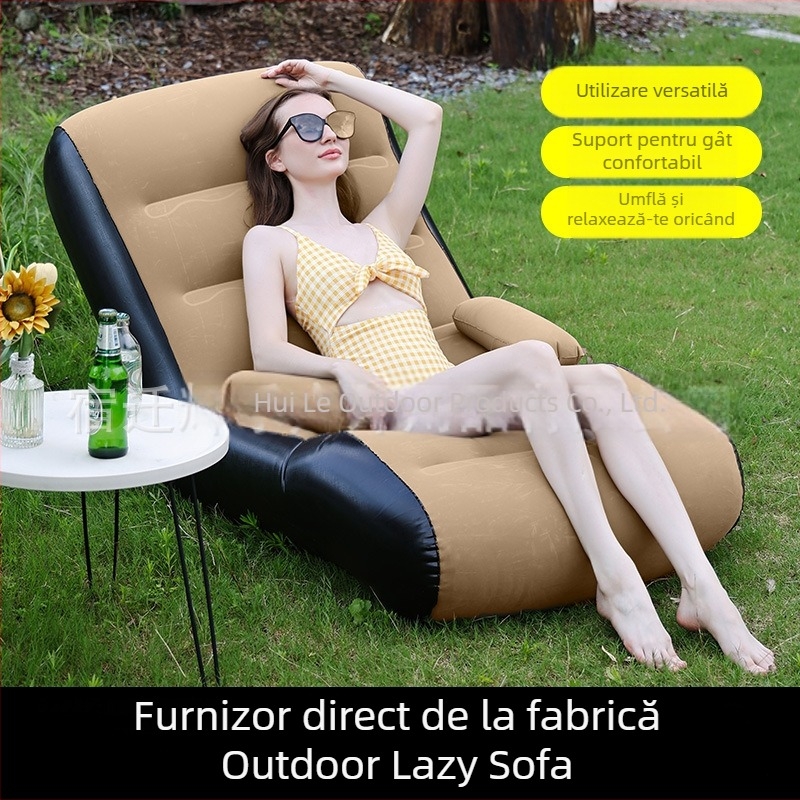 Canapea gonflabilă în formă de S pentru o persoană – PVC, 2.1 kg, șezlong pliabil portabil cu pompă de aer