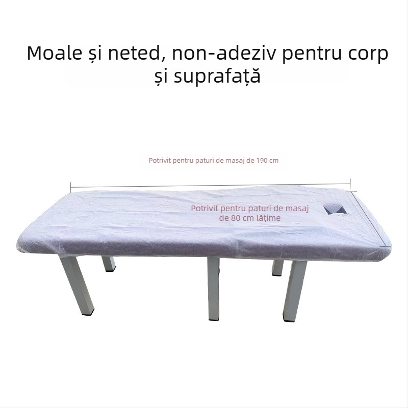 Lenjerie de masaj de unică folosință pentru pat, cu gaură pentru față, din material nețesut, respirabilă, rezistentă la ulei și murdărie, îngroșată