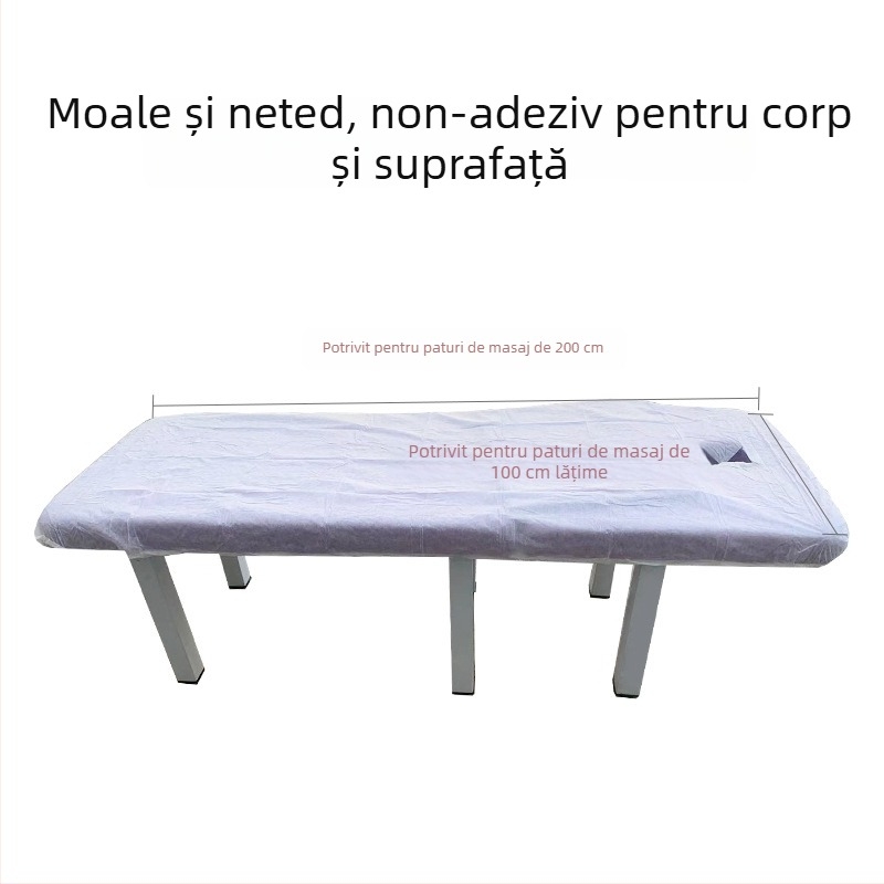 Lenjerie de masaj de unică folosință pentru pat, cu gaură pentru față, din material nețesut, respirabilă, rezistentă la ulei și murdărie, îngroșată