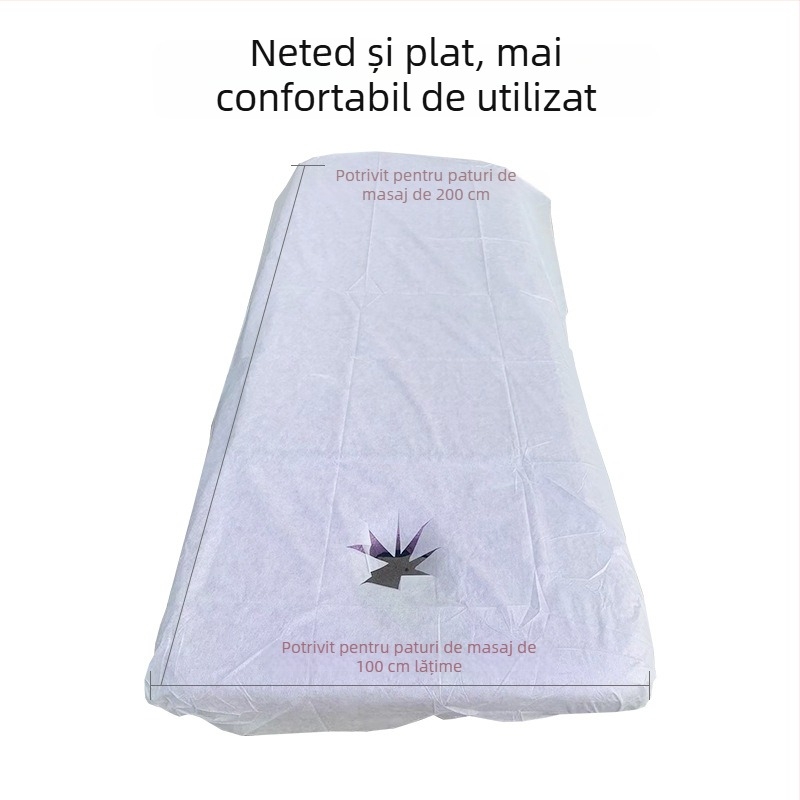 Lenjerie de masaj de unică folosință pentru pat, cu gaură pentru față, din material nețesut, respirabilă, rezistentă la ulei și murdărie, îngroșată