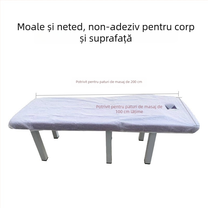 Lenjerie de masaj de unică folosință pentru pat, cu gaură pentru față, din material nețesut, respirabilă, rezistentă la ulei și murdărie, îngroșată