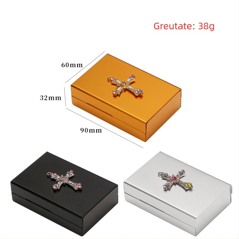 Casetă metalică pentru țigarete cu capac glisant, capacitate 20 țigarete, luciu lucios, stil minimalist modern, Futeng Brand