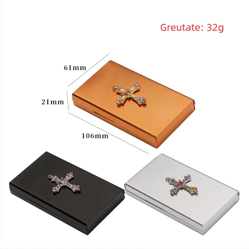 Casetă metalică pentru țigarete cu capac glisant, capacitate 20 țigarete, luciu lucios, stil minimalist modern, Futeng Brand