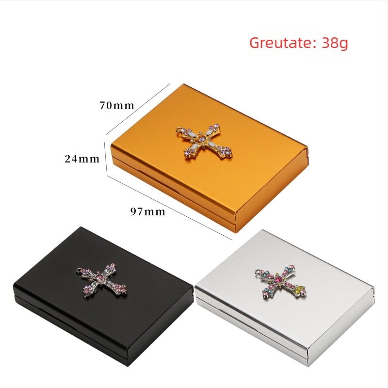 Casetă metalică pentru țigarete cu capac glisant, capacitate 20 țigarete, luciu lucios, stil minimalist modern, Futeng Brand