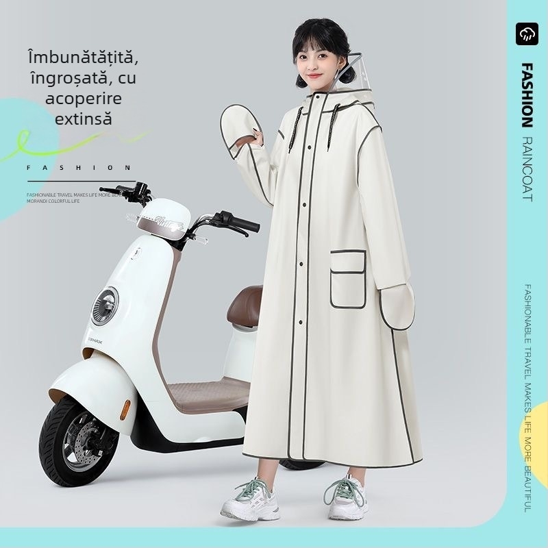 Poncho pentru adulți pentru motocicletă/scuter electric, țesătură EVA, acoperire integrală, design lung, unisex