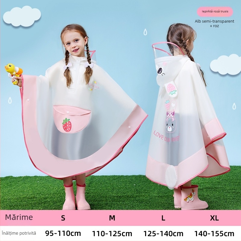 PONCHO EVA pentru copii, impermeabil, în stil mantie, cu spațiu pentru rucsac, design desen animat