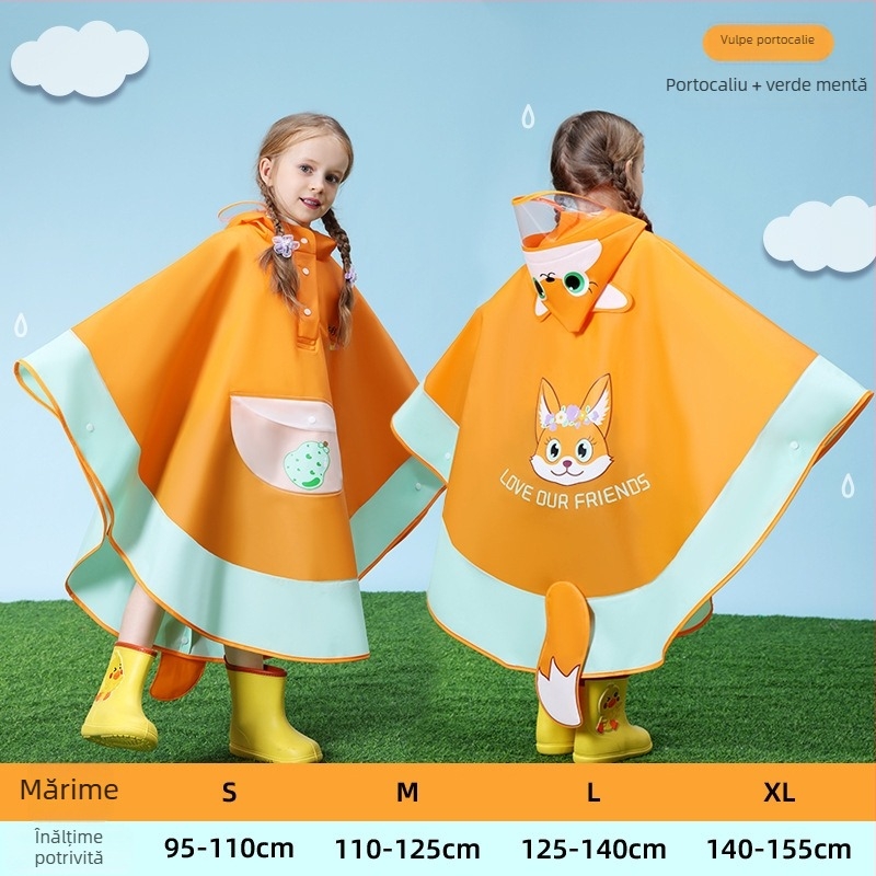 PONCHO EVA pentru copii, impermeabil, în stil mantie, cu spațiu pentru rucsac, design desen animat