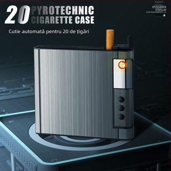 Aprindor USB reîncărcabil din aluminiu, cu husă integrată, reutilizabil, imprimare logo disponibilă, stil lux ușor – Water Ice, cutie 100 buc