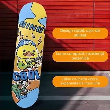Skateboard – placă din lemn, kick dublu, TY008, Zhejiang, pentru copii