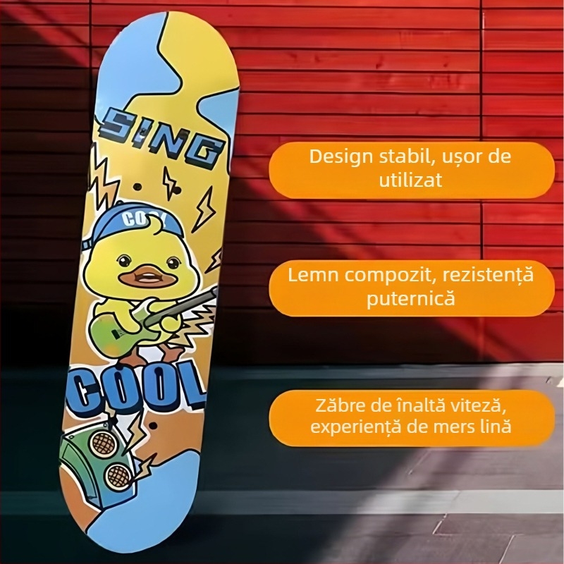 Skateboard – placă din lemn, kick dublu, TY008, Zhejiang, pentru copii