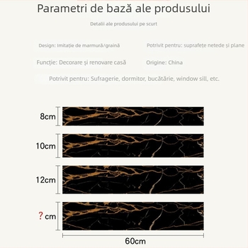 Sticker de perete – bandă decorativă autoadezivă pentru soclul peretelui, PET material, stil modern minimalist, potrivit pentru living, dormitor, birou, bucătărie și baie.