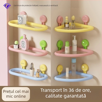 Raft de baie din plastic, montat pe perete, cu 2 etaje, suport până la 5 kg