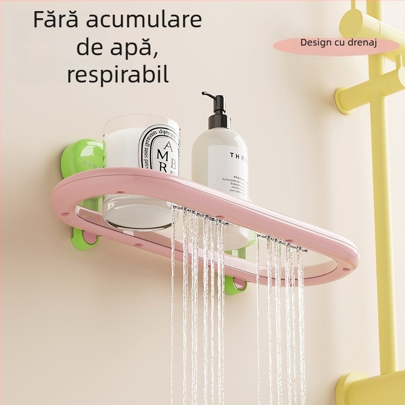 Raft de baie din plastic, montat pe perete, cu 2 etaje, suport până la 5 kg