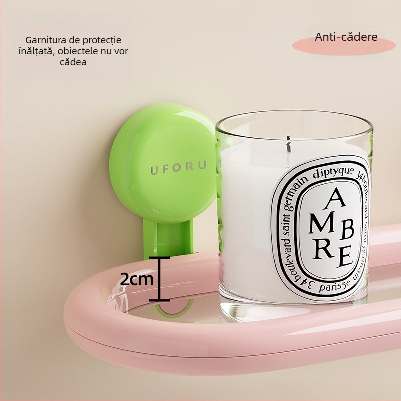 Raft de baie din plastic, montat pe perete, cu 2 etaje, suport până la 5 kg