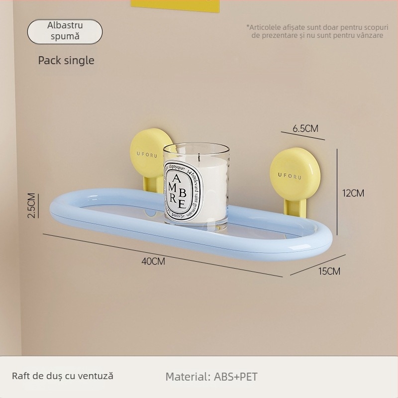 Raft de baie din plastic, montat pe perete, cu 2 etaje, suport până la 5 kg