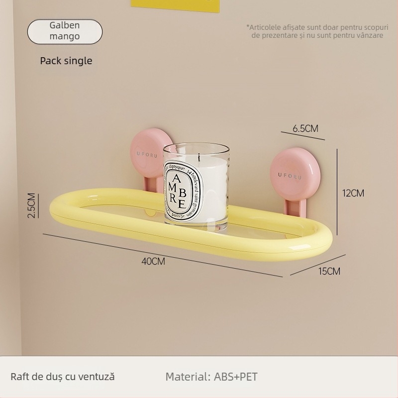 Raft de baie din plastic, montat pe perete, cu 2 etaje, suport până la 5 kg