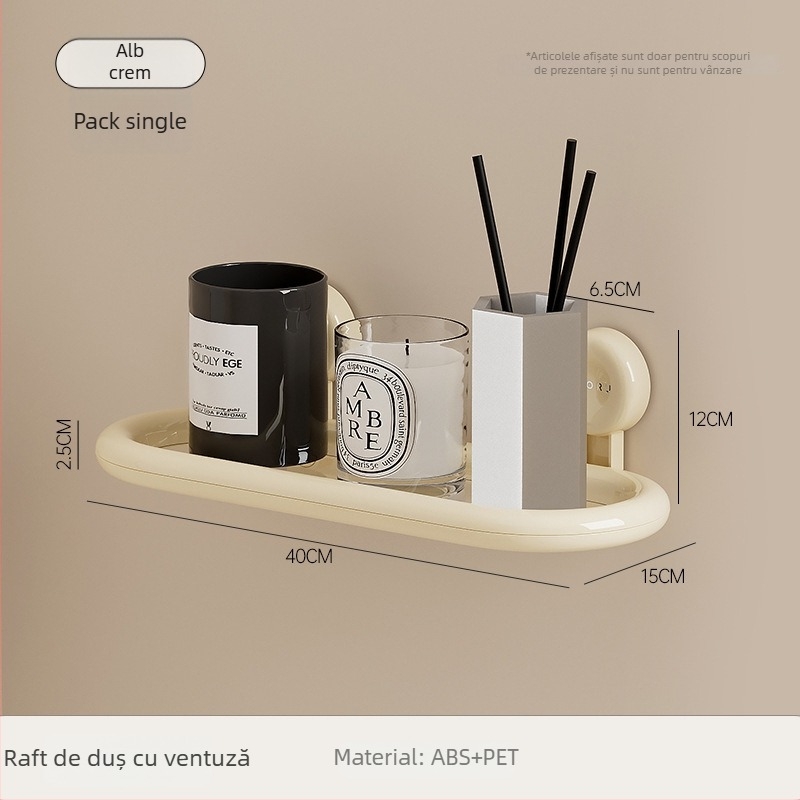 Raft de baie din plastic, montat pe perete, cu 2 etaje, suport până la 5 kg