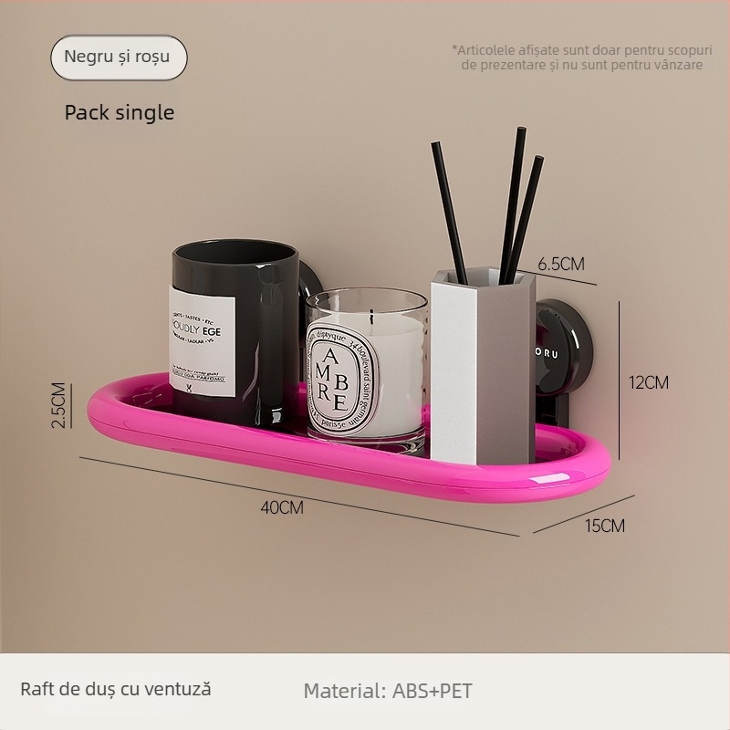 Raft de baie din plastic, montat pe perete, cu 2 etaje, suport până la 5 kg