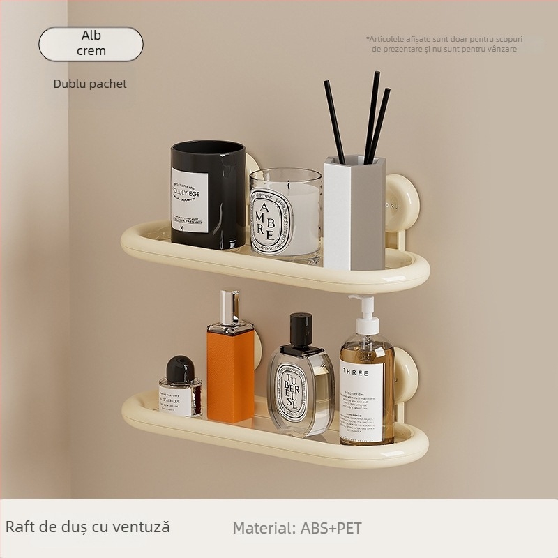 Raft de baie din plastic, montat pe perete, cu 2 etaje, suport până la 5 kg