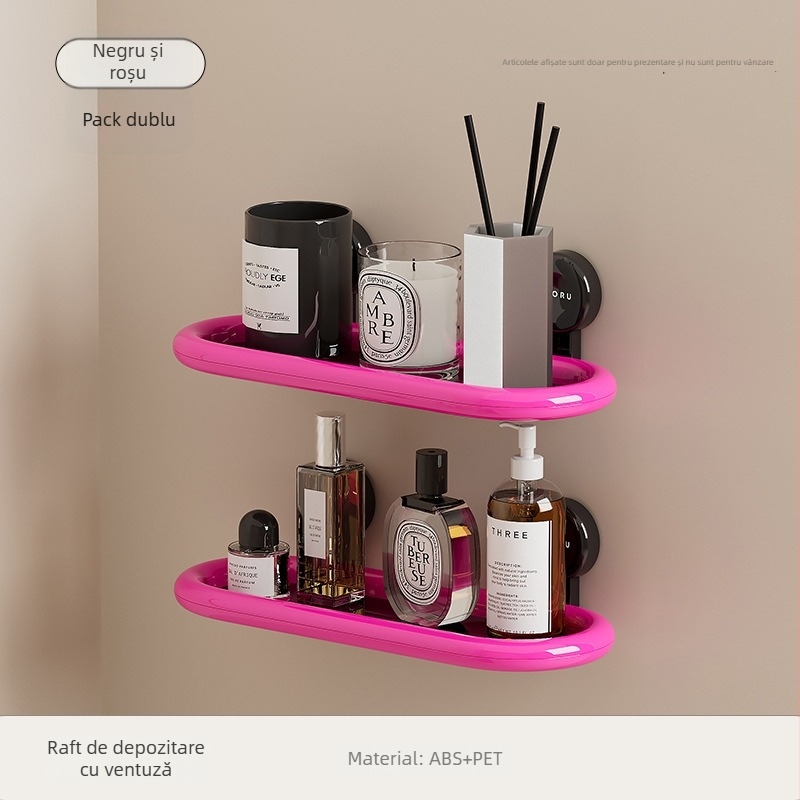 Raft de baie din plastic, montat pe perete, cu 2 etaje, suport până la 5 kg