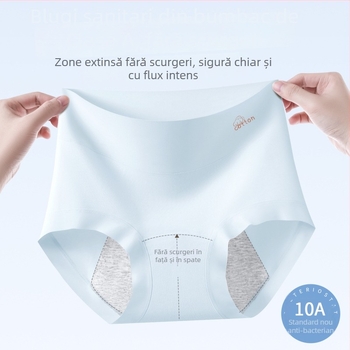 Chiloți de perioadă pentru femei, din bumbac 100%, talie înaltă, respirabili, model solid