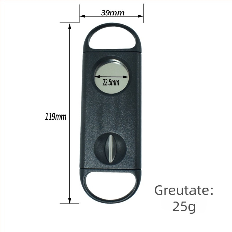 Tăietor de trabuc cu formă V, din plastic, dublă funcție, cu perforator pentru găuri