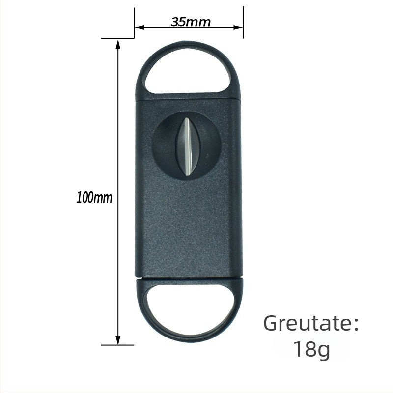 Tăietor de trabuc cu formă V, din plastic, dublă funcție, cu perforator pentru găuri