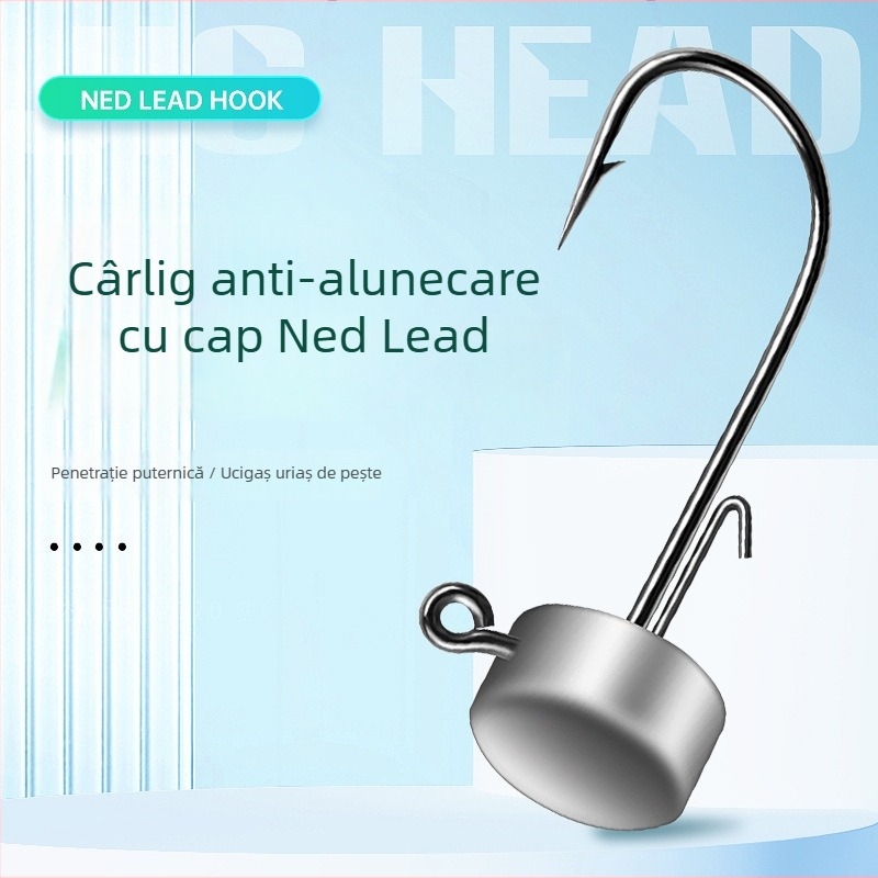 Chuangxin Lead Hook for Lure Soft Bait, Barbed Fishhook for Ocean Beach Fishing