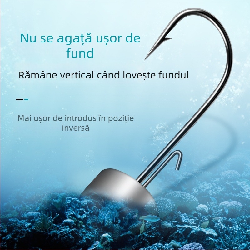 Chuangxin Lead Hook for Lure Soft Bait, Barbed Fishhook for Ocean Beach Fishing