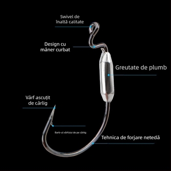 Chuangxin cârlig crank cu cap oloviu, 200 de bucăți în cutie pentru pescuit la plajă