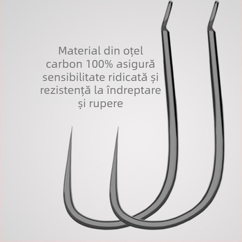 Cârlig de pescuit din oțel cu conținut înalt de carbon, fără barbă, mâner lung, pentru pescuit în apă dulce