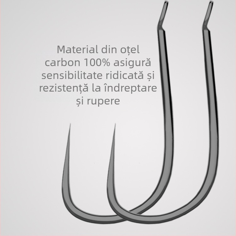 Cârlig de pescuit din oțel cu conținut înalt de carbon, fără barbă, mâner lung, pentru pescuit în apă dulce