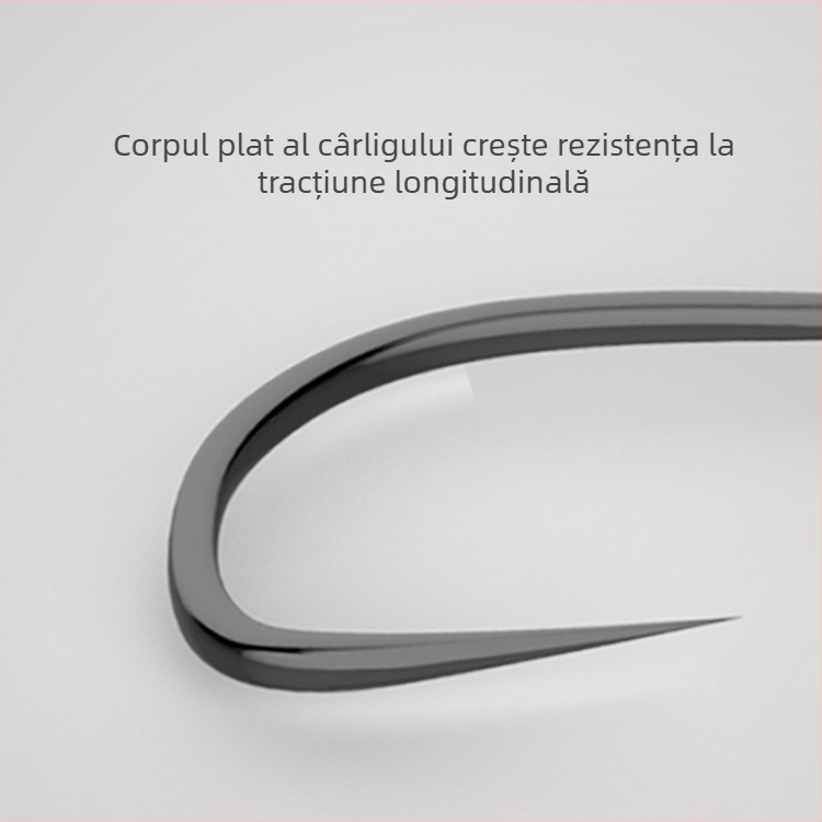 Cârlig de pescuit din oțel cu conținut înalt de carbon, fără barbă, mâner lung, pentru pescuit în apă dulce