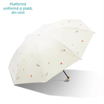Paradise Umbrella - Protecție UV UPF50+, Dublu strat, Deschidere și închidere manuală, Tri-fold, 7 spițe din oțel, greutate 310 g, unisex pentru soare și ploaie