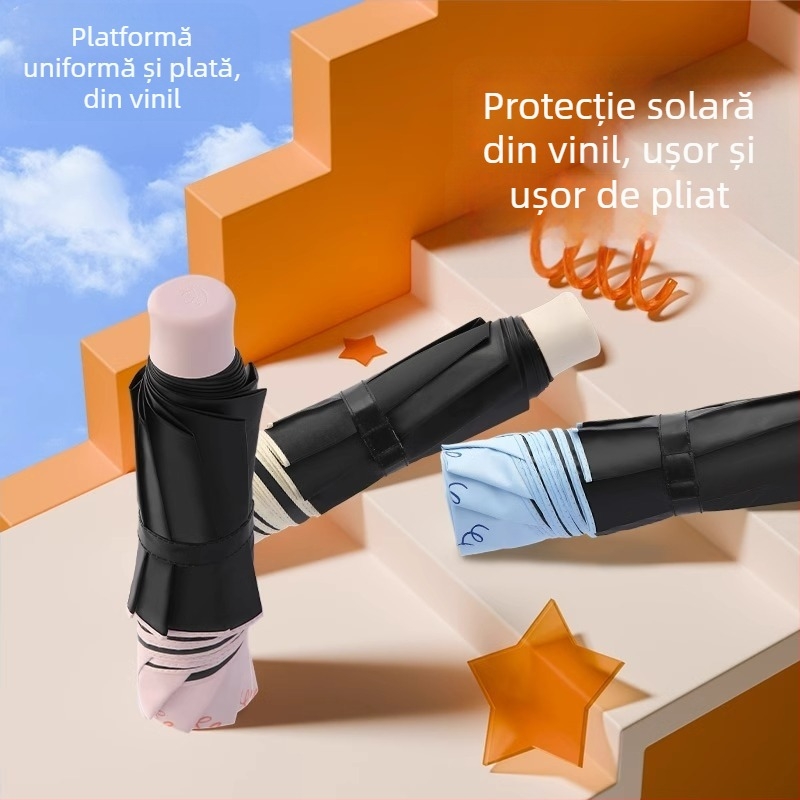 Paradise Umbrella - Protecție UV UPF50+, Dublu strat, Deschidere și închidere manuală, Tri-fold, 7 spițe din oțel, greutate 310 g, unisex pentru soare și ploaie