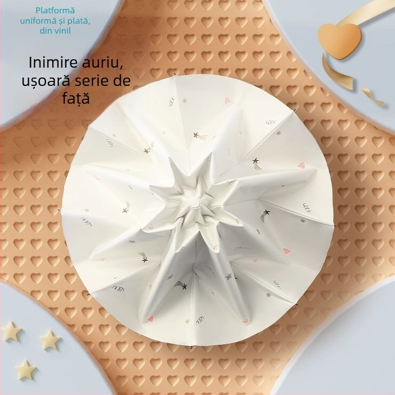 Paradise Umbrella - Protecție UV UPF50+, Dublu strat, Deschidere și închidere manuală, Tri-fold, 7 spițe din oțel, greutate 310 g, unisex pentru soare și ploaie