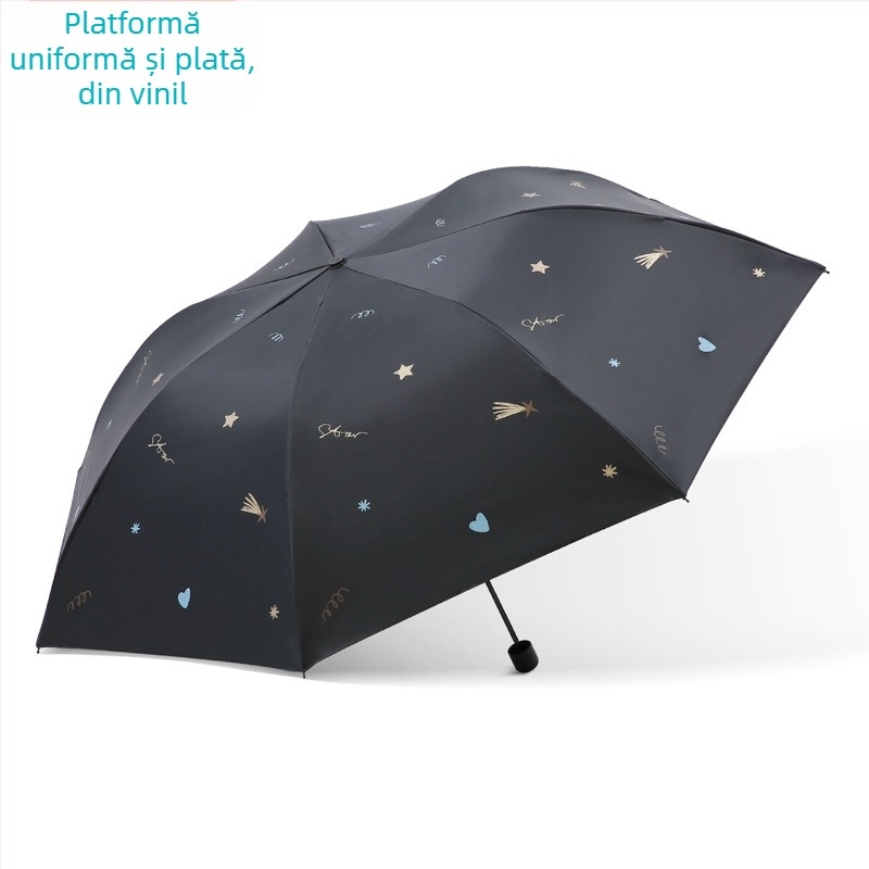 Paradise Umbrella - Protecție UV UPF50+, Dublu strat, Deschidere și închidere manuală, Tri-fold, 7 spițe din oțel, greutate 310 g, unisex pentru soare și ploaie