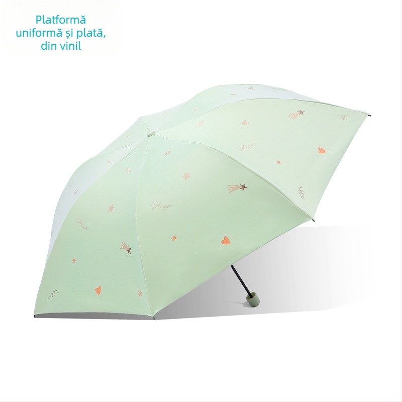 Paradise Umbrella - Protecție UV UPF50+, Dublu strat, Deschidere și închidere manuală, Tri-fold, 7 spițe din oțel, greutate 310 g, unisex pentru soare și ploaie
